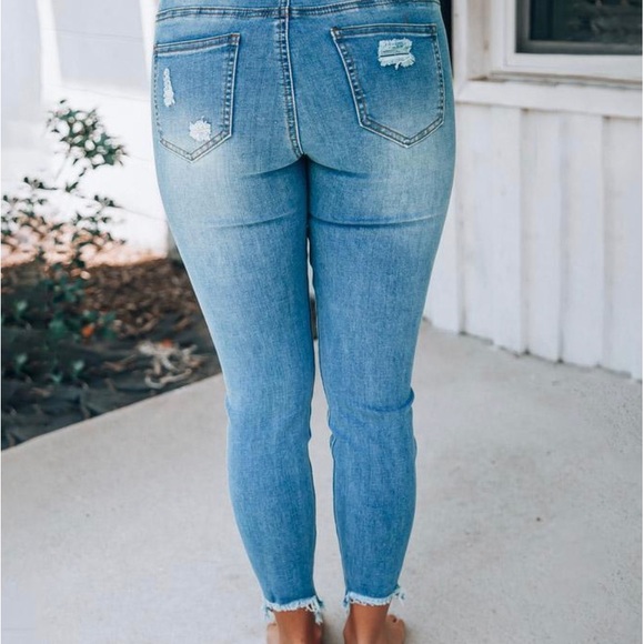 MELAREY DISTRESSED DENIM JOGGERS- Plus Size - Picture 2 of 4